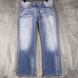 BKE Buckle Cole Jeans Mens 32x30 Straight Leg Boot Cut Light Wash Whiskered